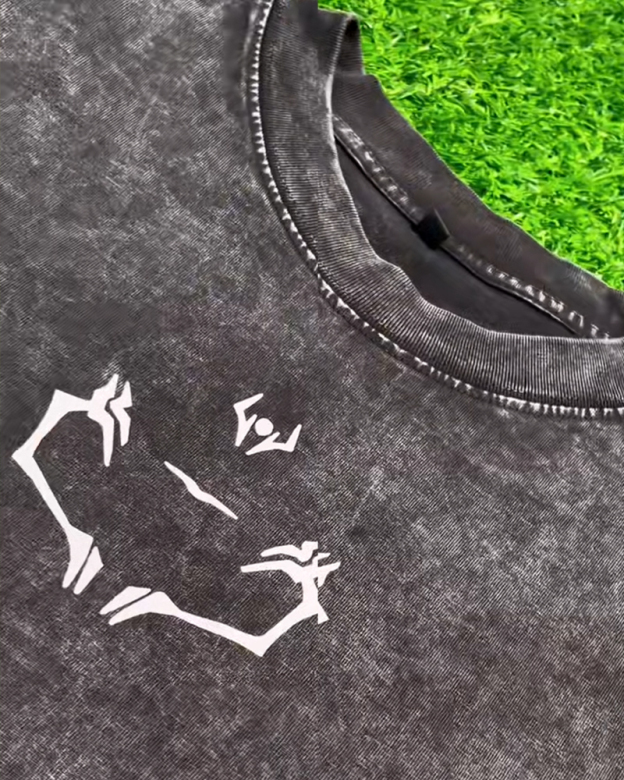 Retro Unisex Casual Anime Print Washed T-shirt