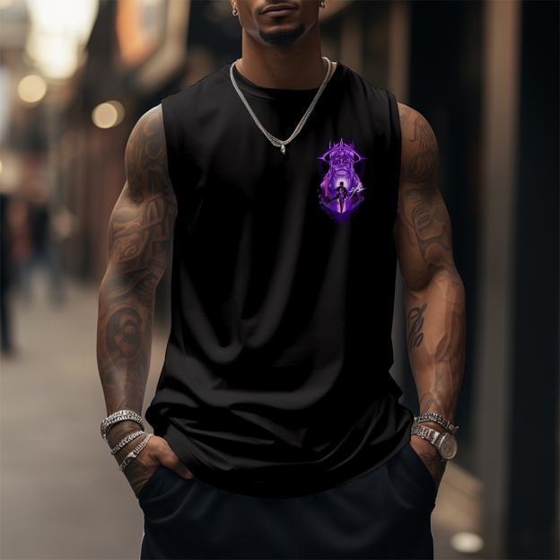 Oversized Anime Print Gym Tank Top