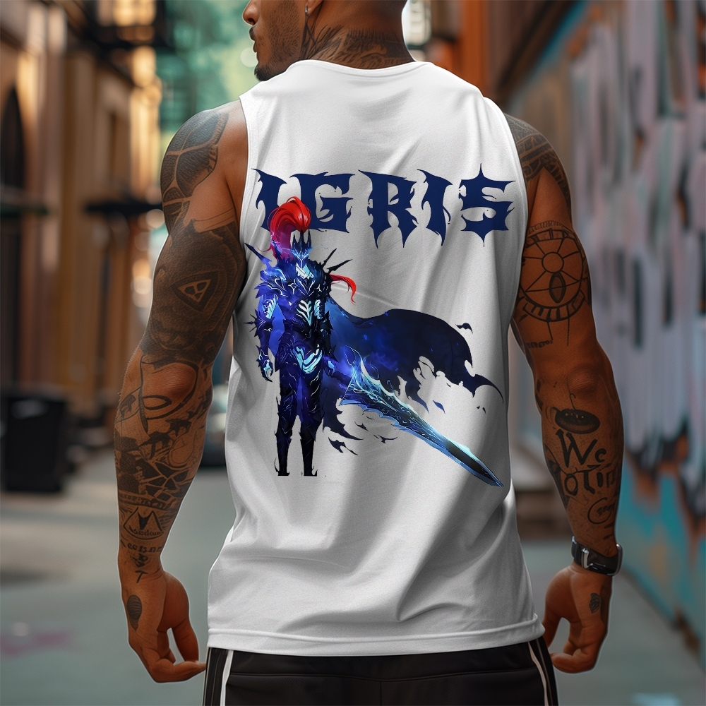 Oversized Anime Print Gym Tank Top