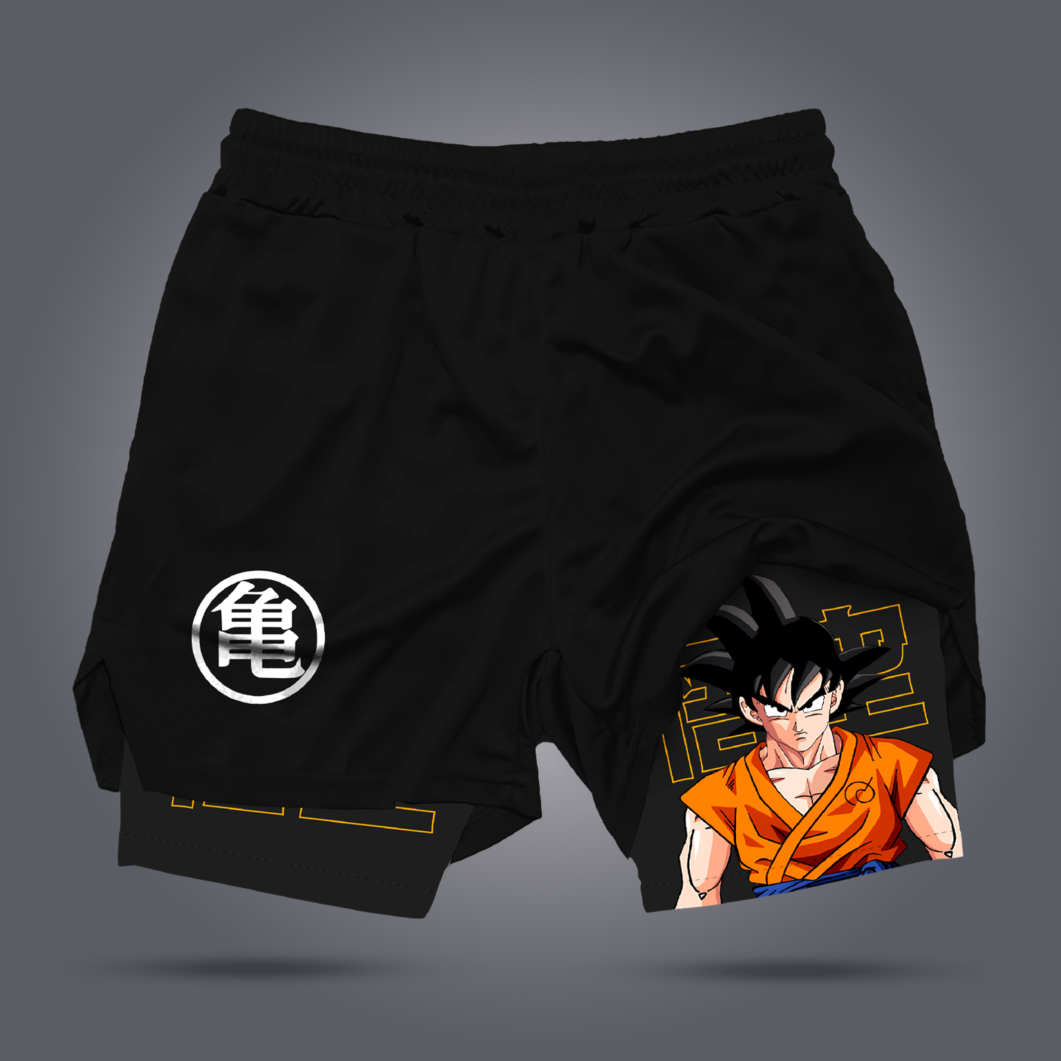 Unisex Anime Print Drawstring Double Layer Shorts