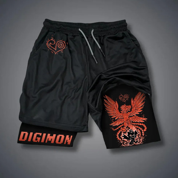 Unisex "Digimon" Anime Style Retro Shorts-comicclothing