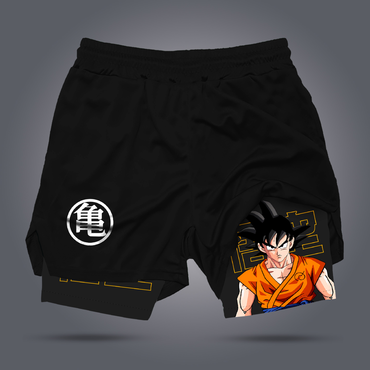 Unisex Anime Print Drawstring Double Layer Shorts