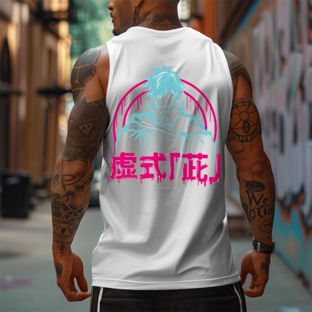 Oversized Anime Print Gym Tank Top-comicclothing