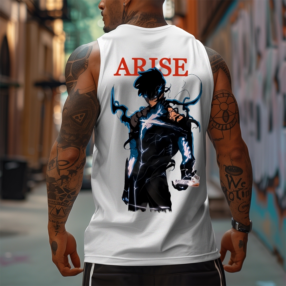 Oversized Anime Print Gym Tank Top