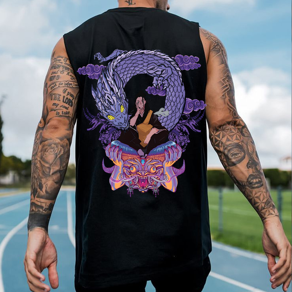 Casual Anime Print Fitness Tank Top-comicclothing