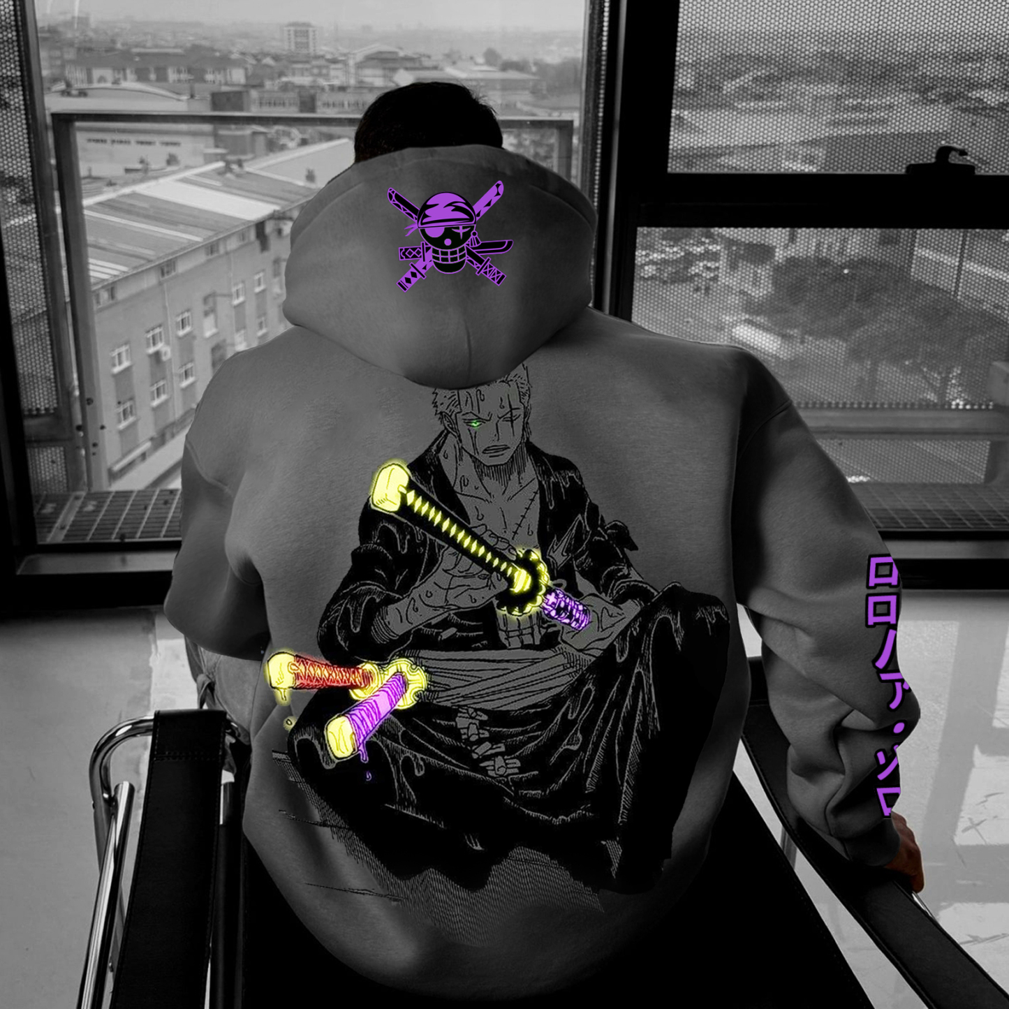 Unisex Cartoon Straw Hat Pirate Print Loose Hoodie-Anime x kingdom