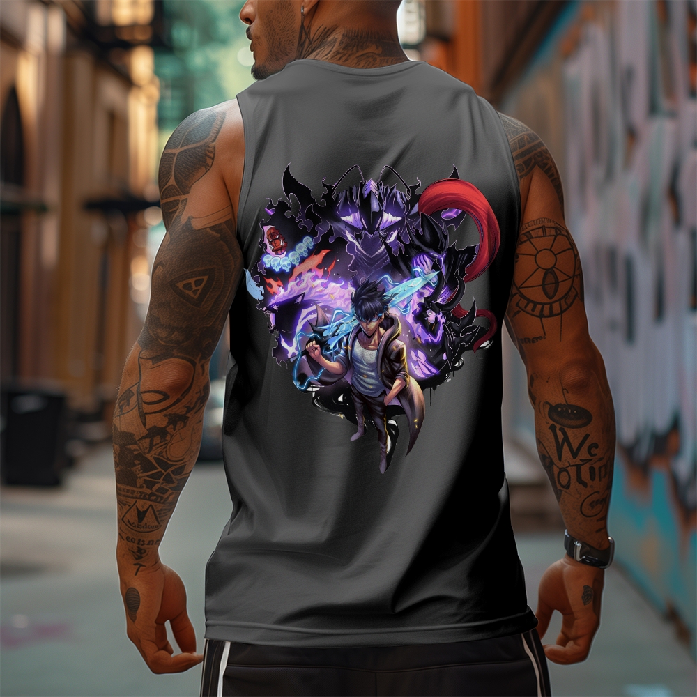 Oversized Anime Print Gym Tank Top