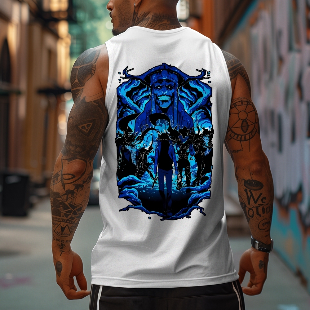 Oversized Anime Print Gym Tank Top