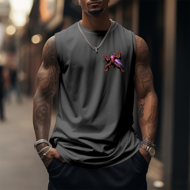 Oversized Anime Print Gym Tank Top