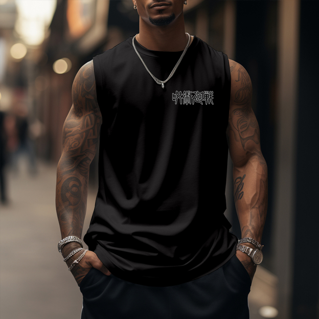 Casual Anime Print Gym Tank Top-comicclothing
