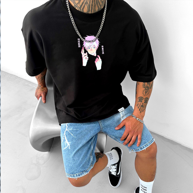 Oversized Unisex Gojo Satoru Anime Print T-Shirt