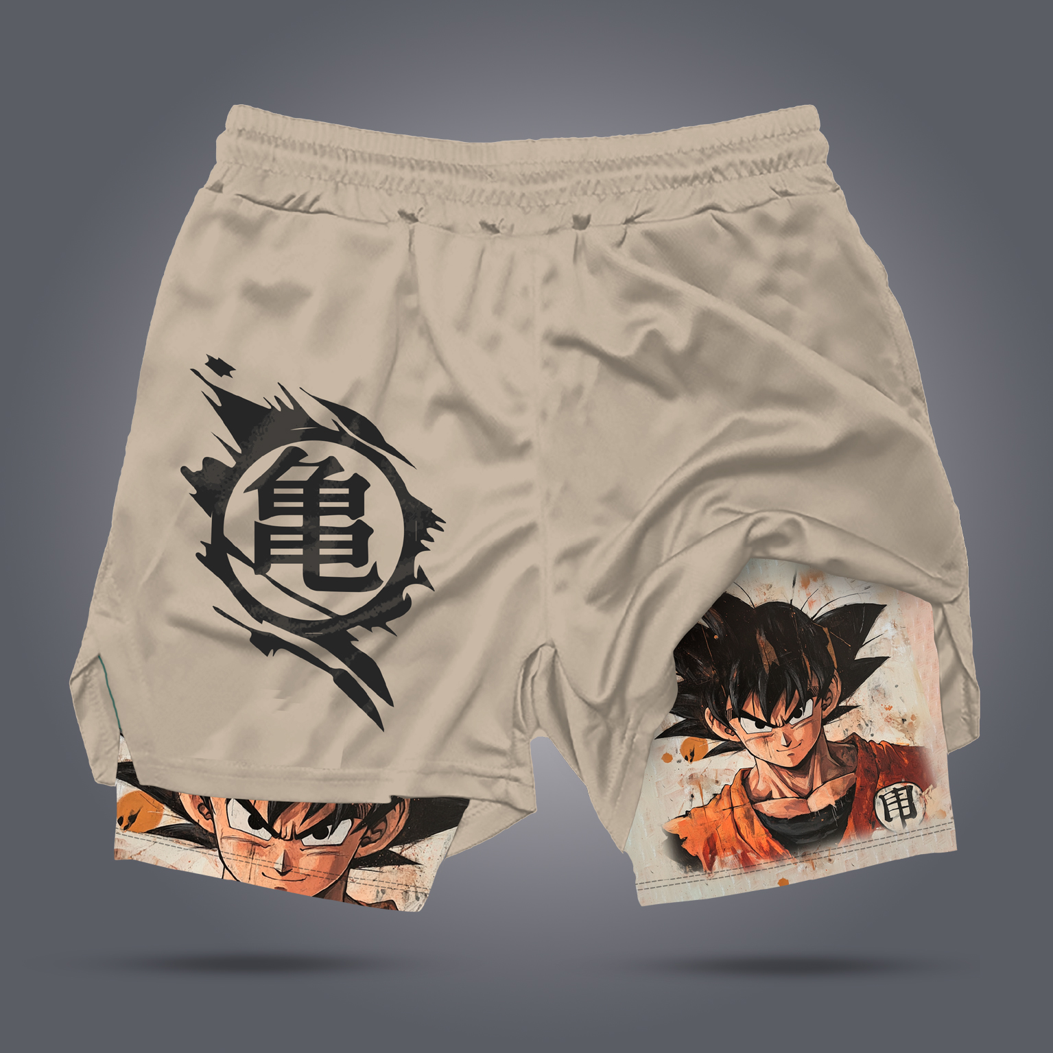 Unisex Anime Print Drawstring Double Layer Shorts