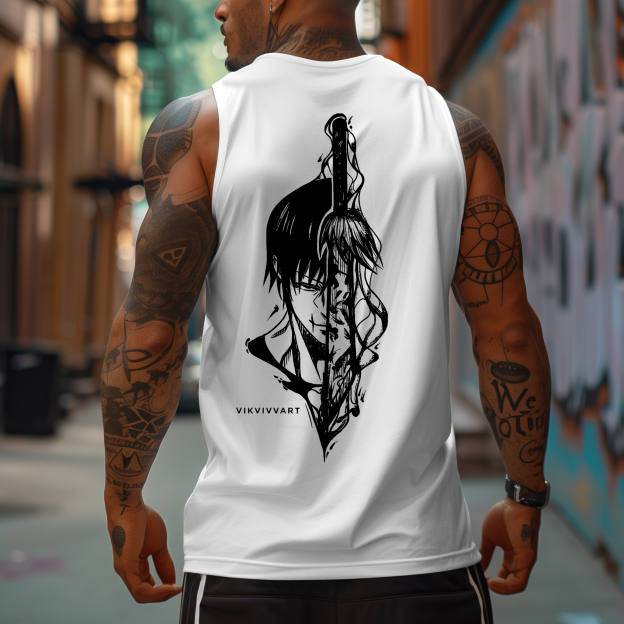 Oversized Mainstream Anime Print Sports Tank Top-comicclothing