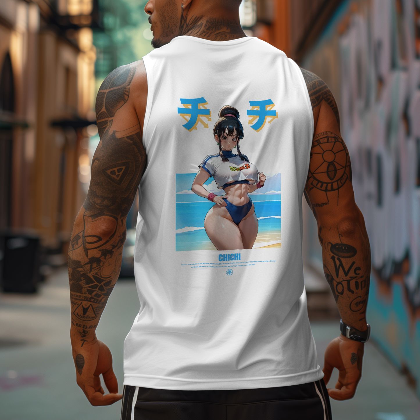 Oversized Anime Print Gym Tank Top