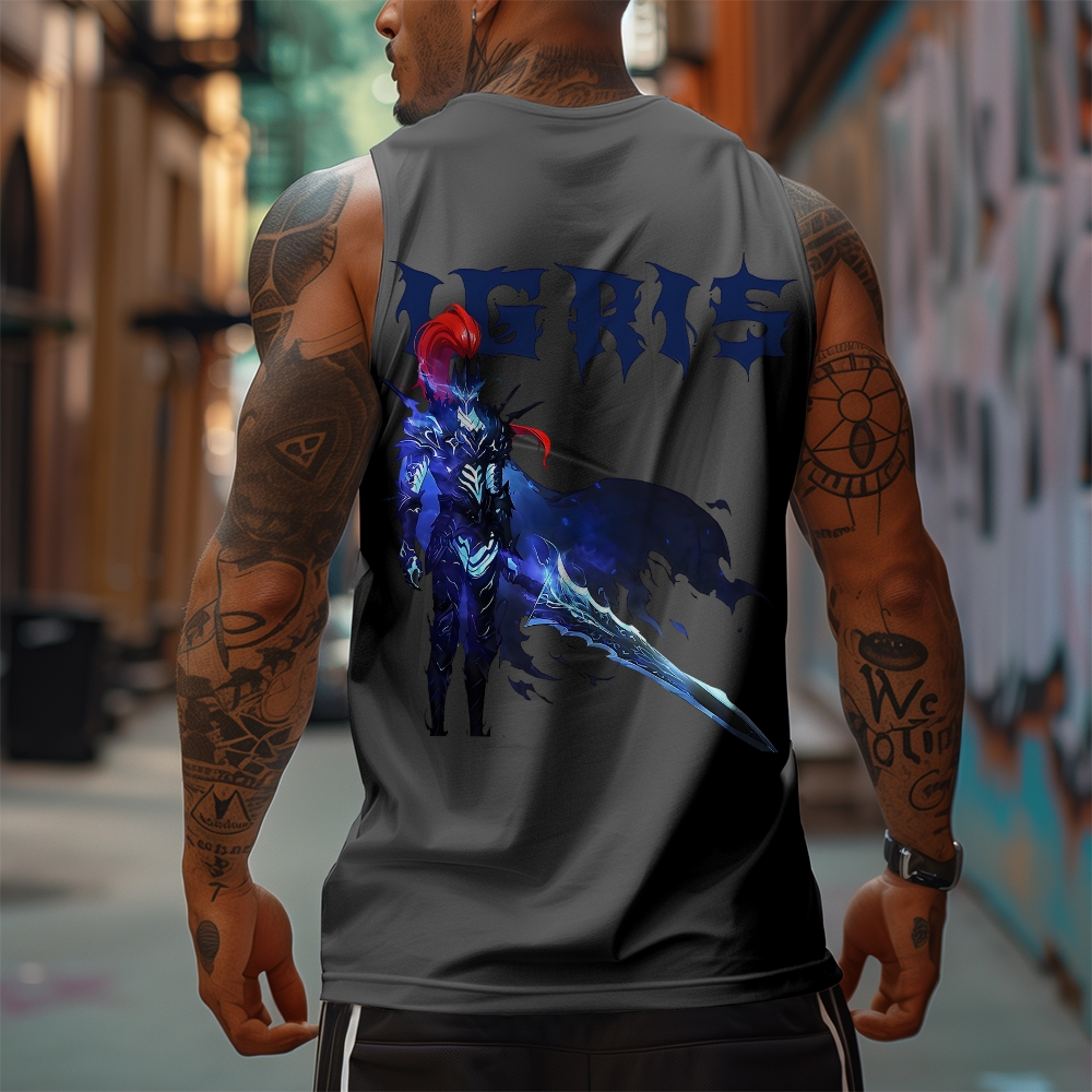 Oversized Anime Print Gym Tank Top