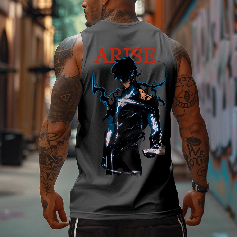 Oversized Anime Print Gym Tank Top