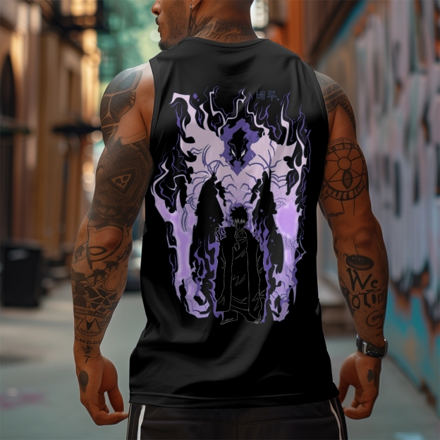Oversized Anime Print Gym Tank Top