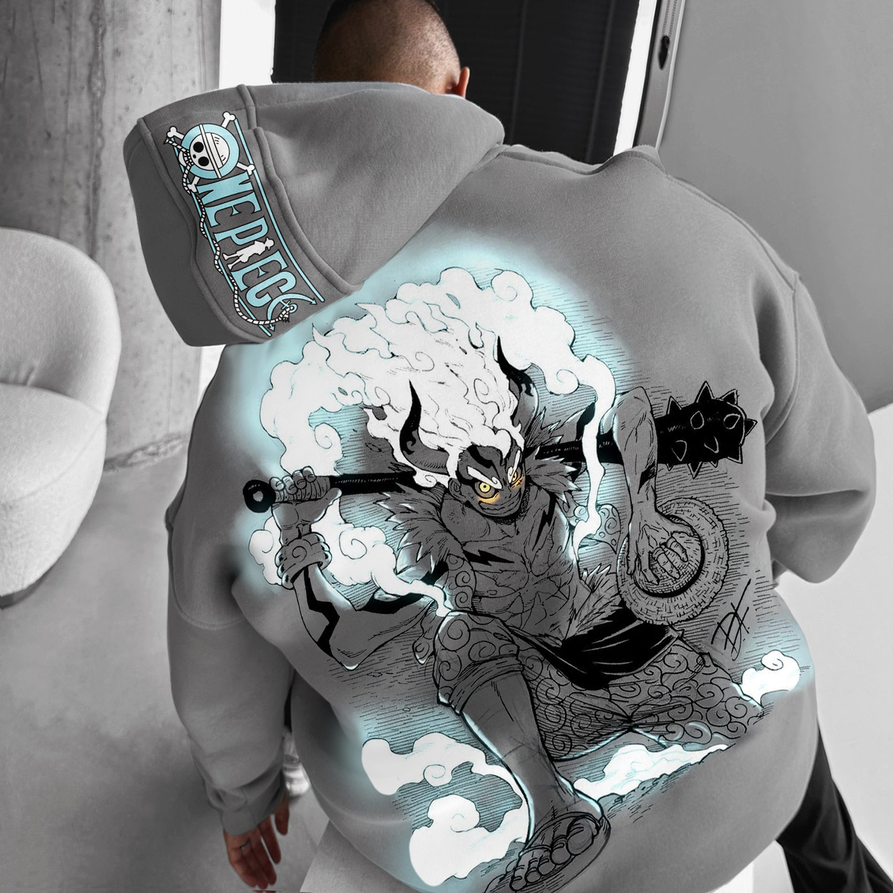 Unisex Oversized Anime Print Hoodie-Anime x kingdom