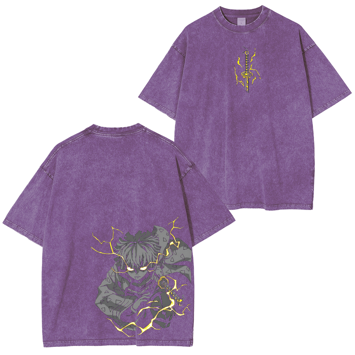 Zenitsu Agatsuma, Demon Slayer Anime Unisex Washed T-Shirt-comicclothing