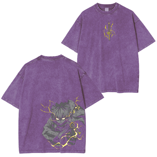 Zenitsu Agatsuma, Demon Slayer Anime Unisex Washed T-Shirt-comicclothing