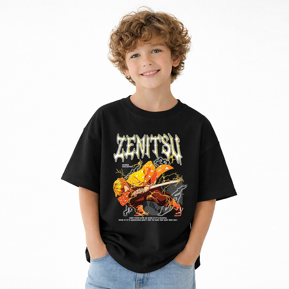 Demon Slayer Anime Graphic T-Shirt for Kids Cartoon Print Cotton Tee