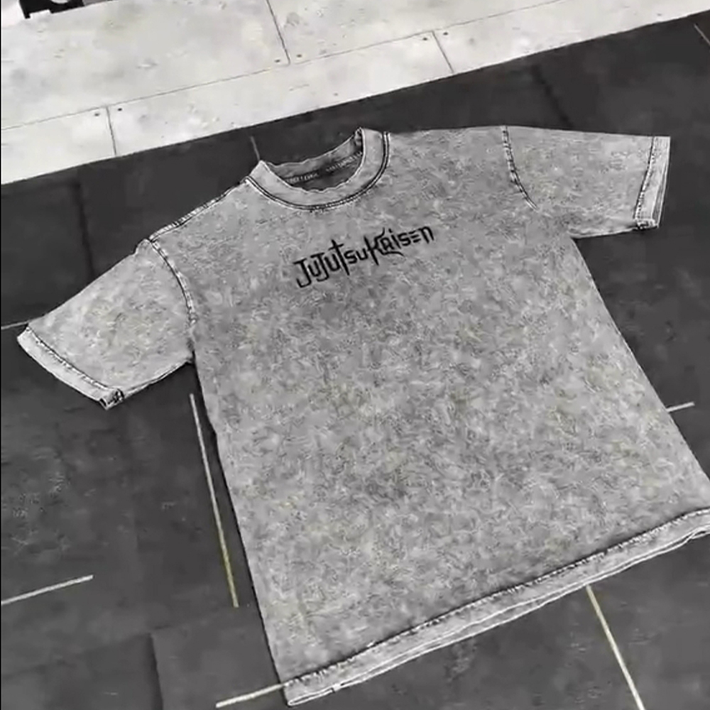 Retro Unisex Casual Anime Print Washed T-shirt