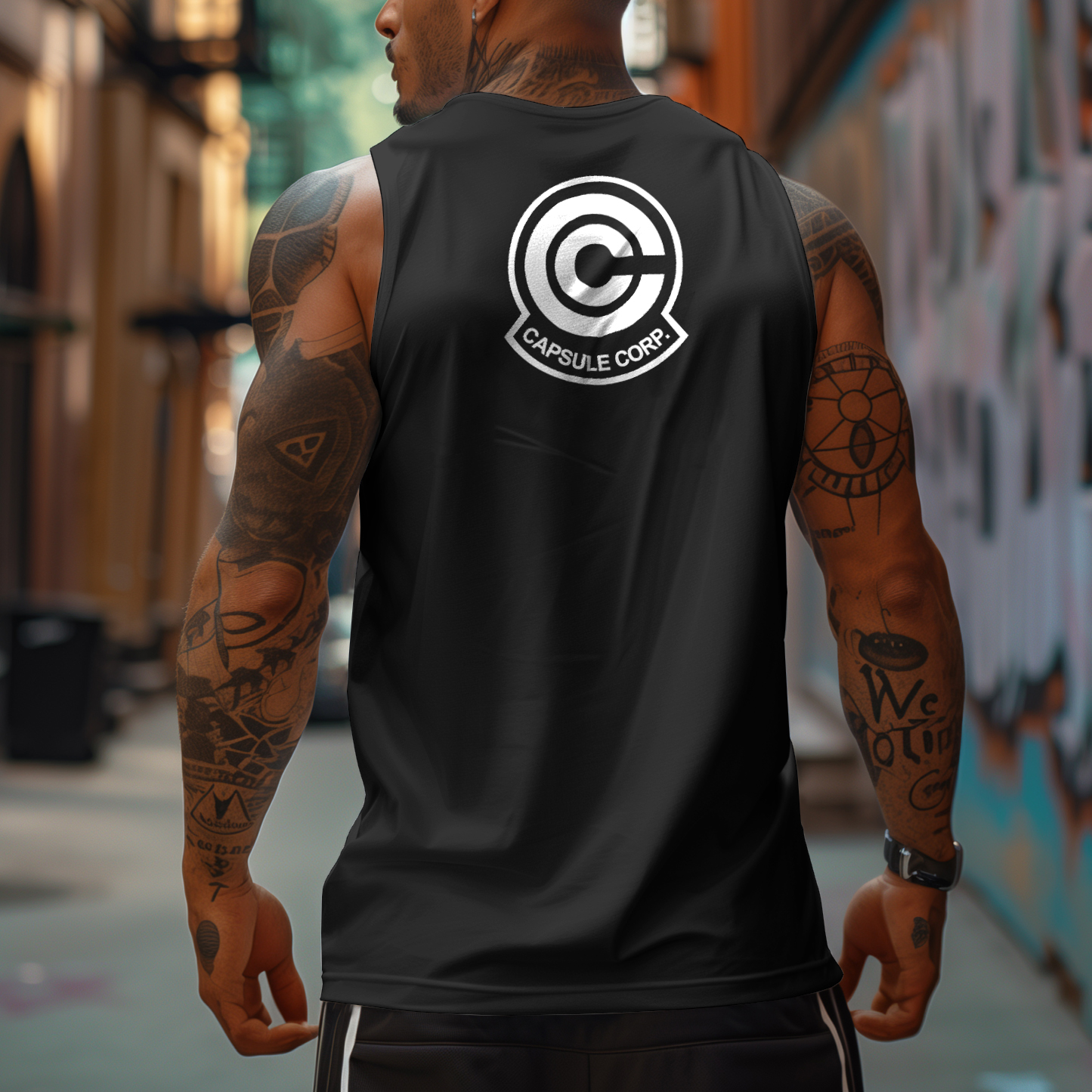 Oversized Anime Print Gym Tank Top