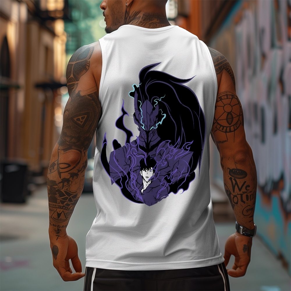 Oversized Anime Print Gym Tank Top