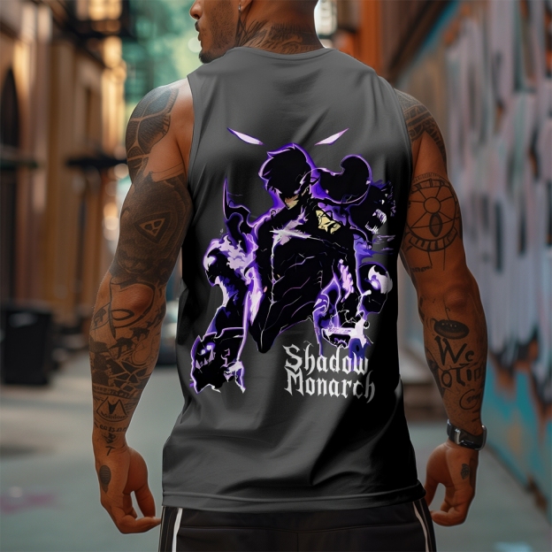 Oversized Anime Print Gym Tank Top