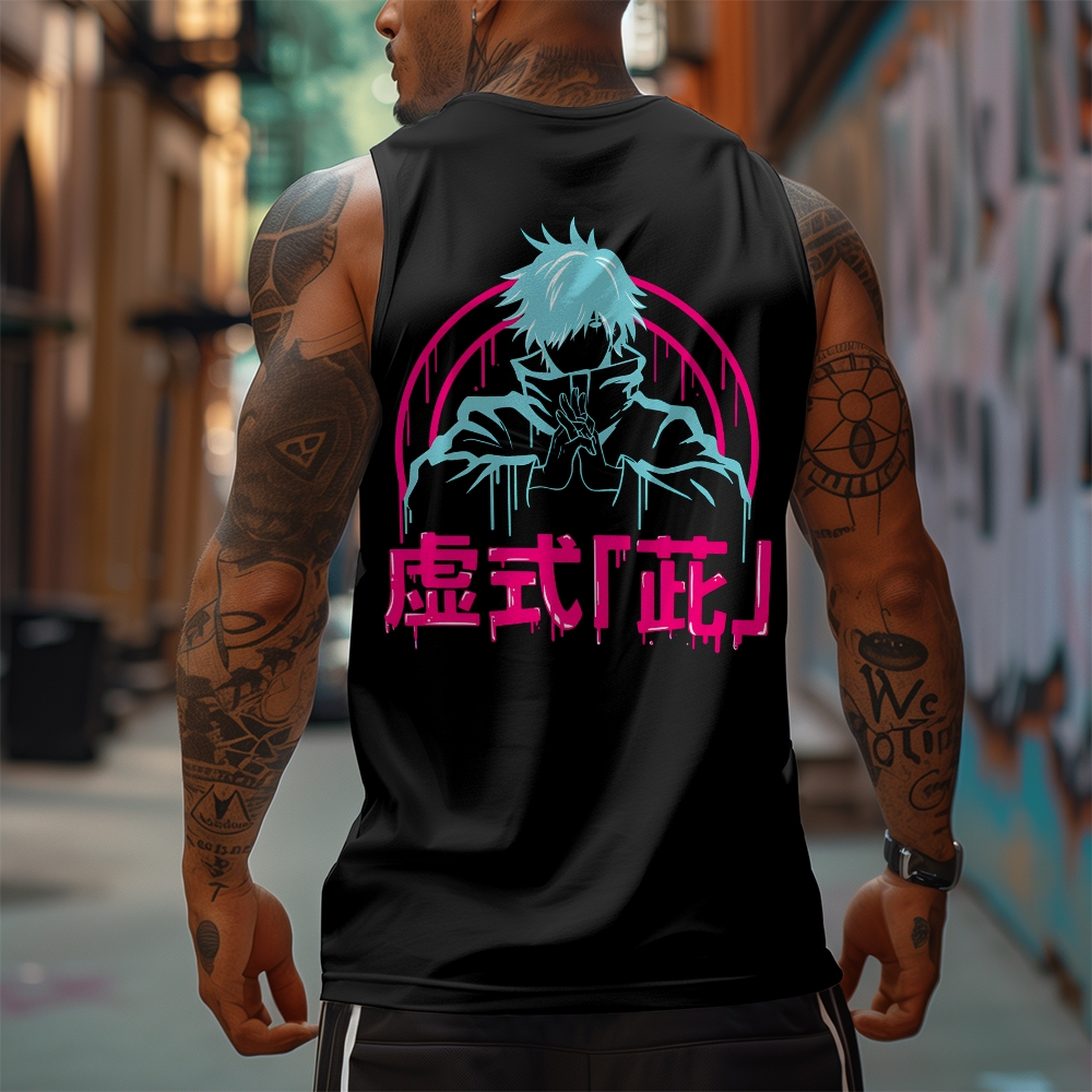 Oversized Anime Print Gym Tank Top-comicclothing