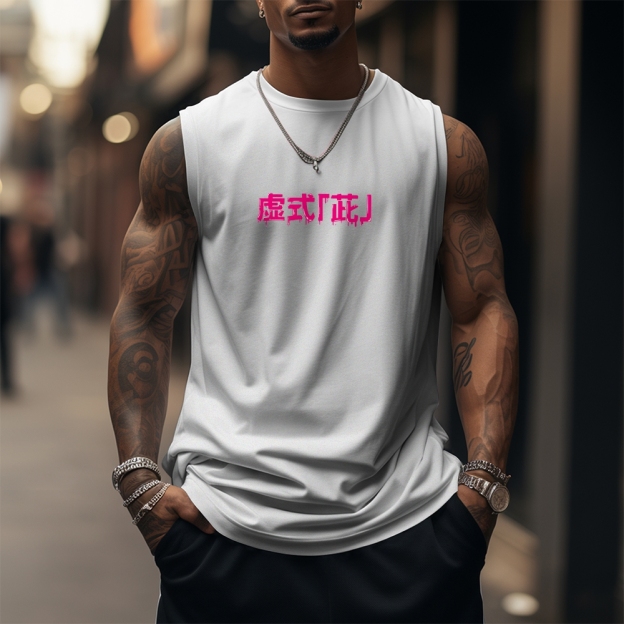 Oversized Anime Print Gym Tank Top-comicclothing