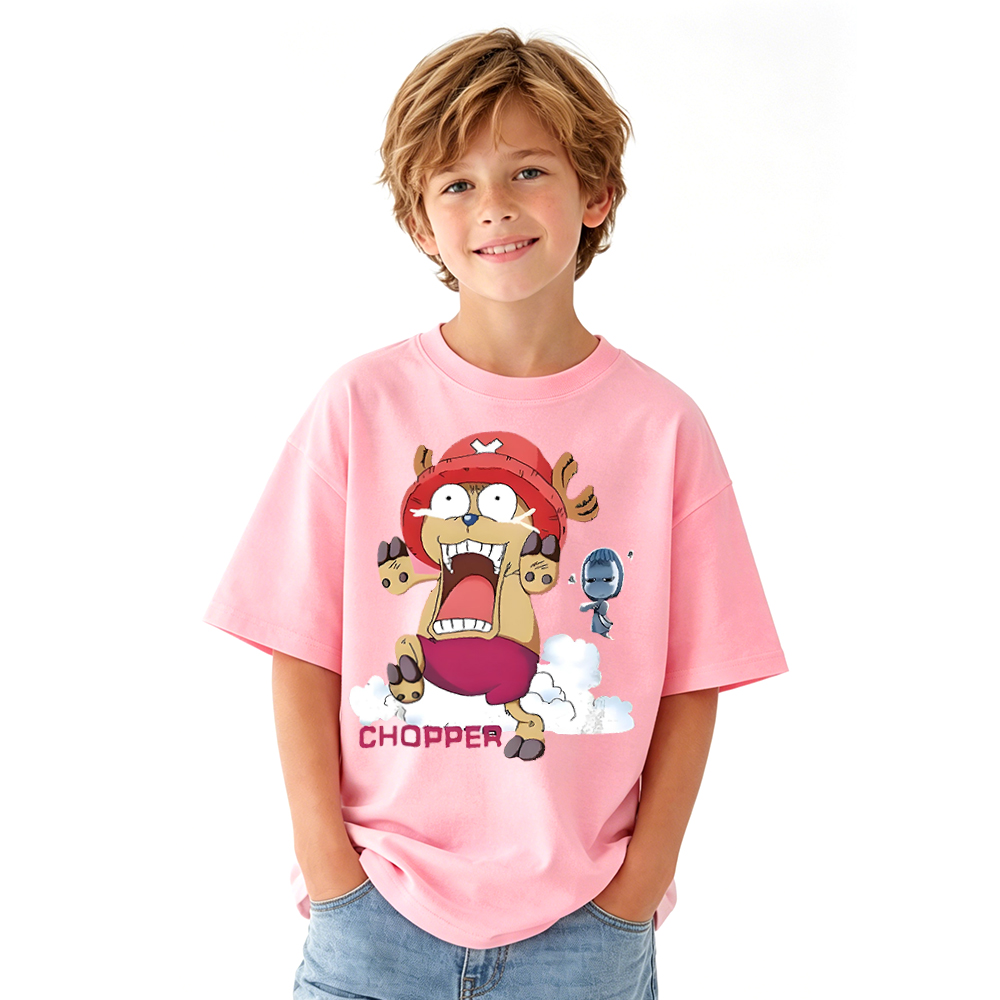 One Piece Graphic T-Shirt for Kids Cartoon Print Cotton Tee