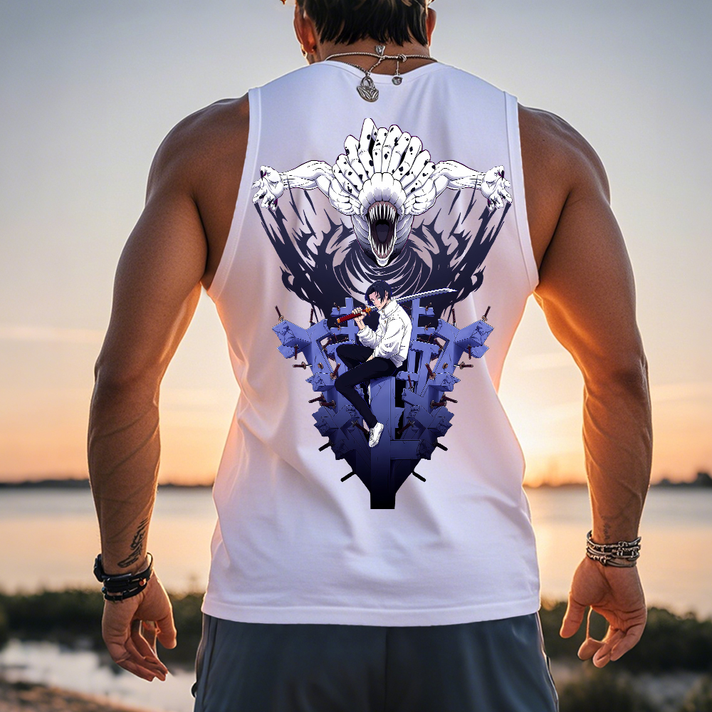 Casual Anime Print Gym Tank Top-comicclothing