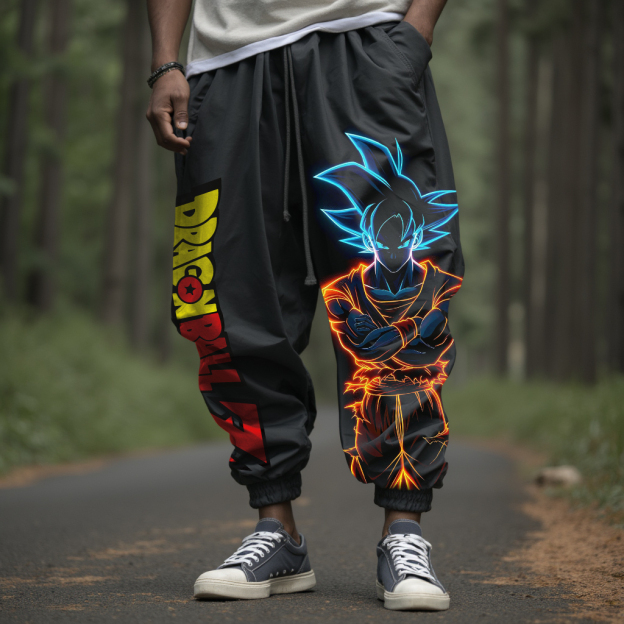 Men's Casual Anime Dragonball Print Pencil Pants