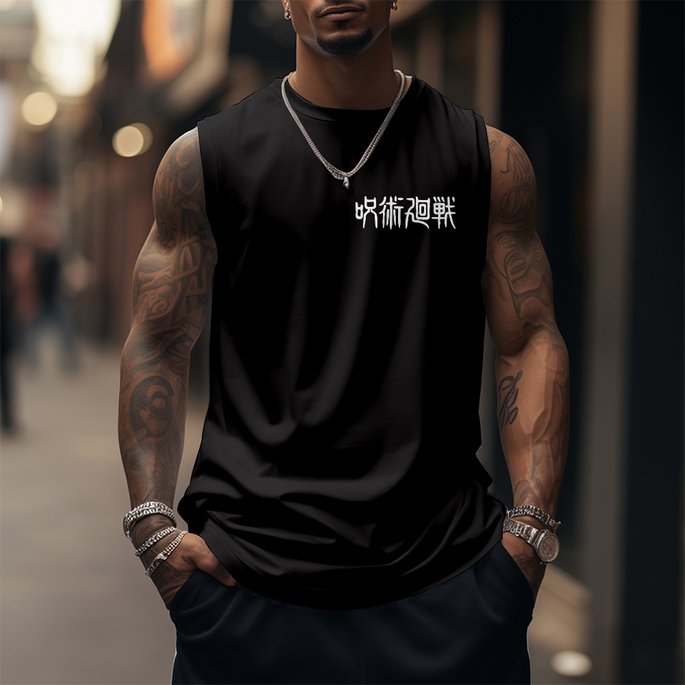 Oversized Anime Print Gym Tank Top-comicclothing