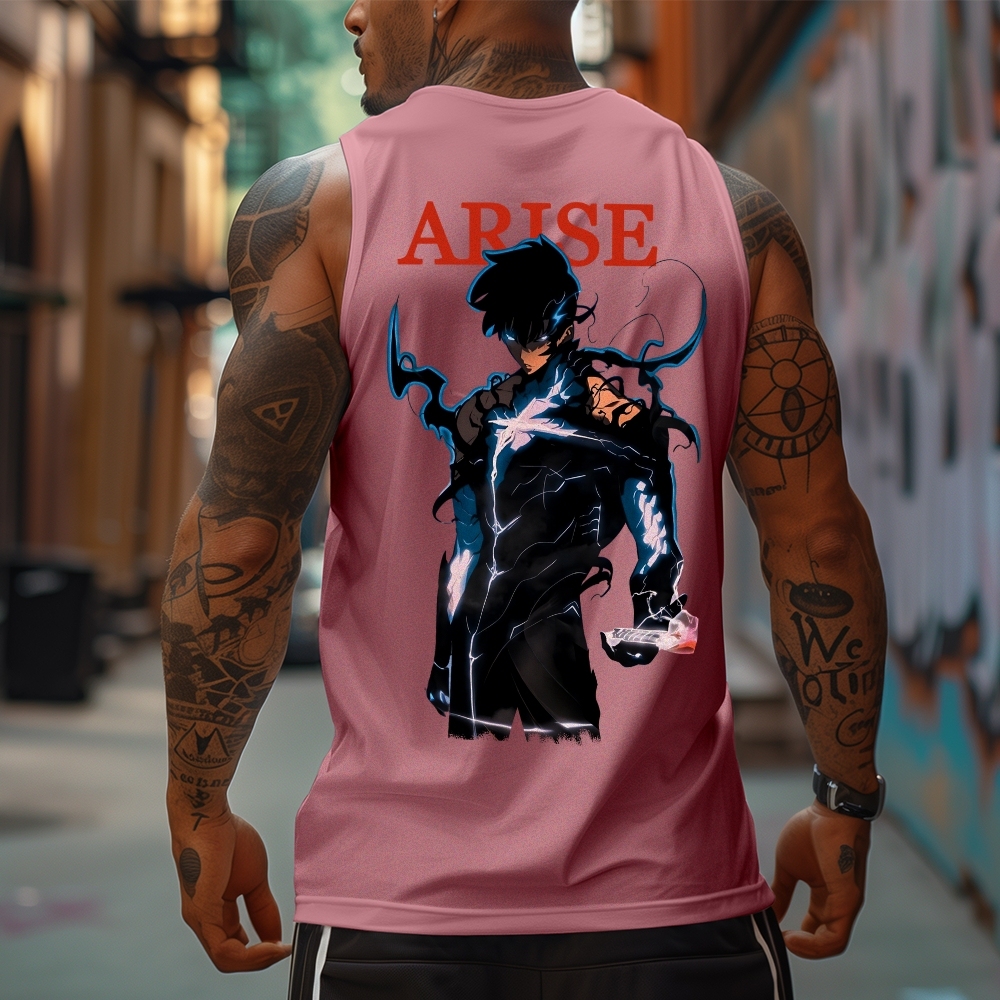 Oversized Anime Print Gym Tank Top