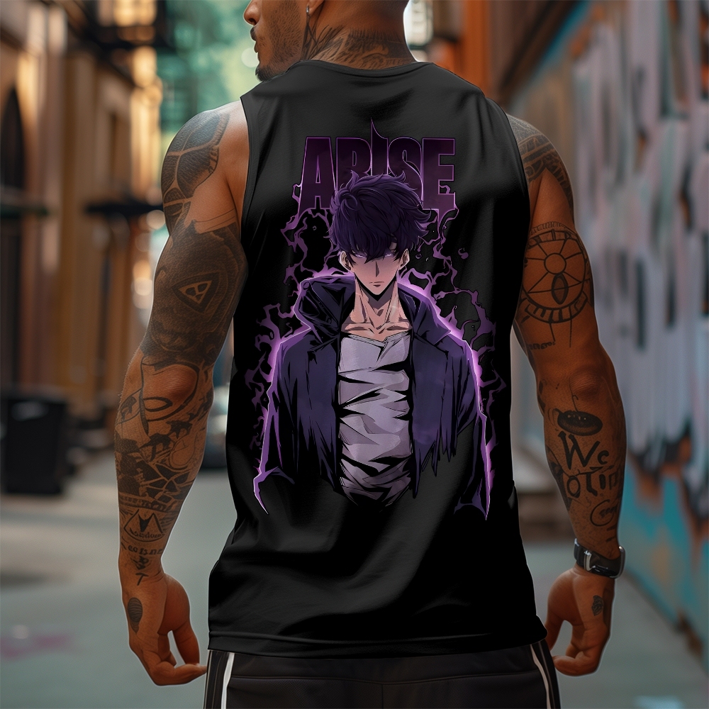 Oversized Anime Print Gym Tank Top
