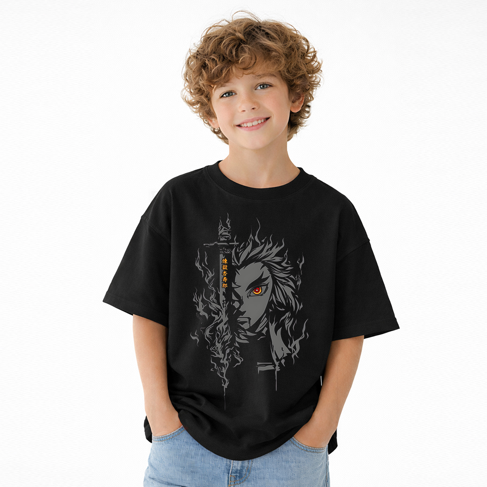 Demon Slayer Anime Graphic T-Shirt for Kids Cartoon Print Cotton Tee