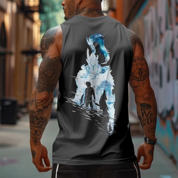 Oversized Anime Print Gym Tank Top