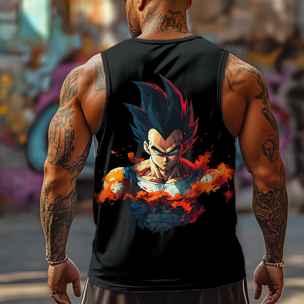 Casual anime print gym Tank Top