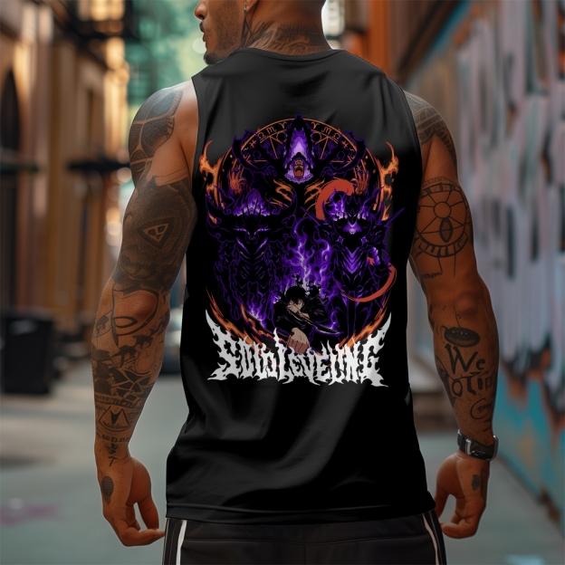 Oversized Anime Print Gym Tank Top