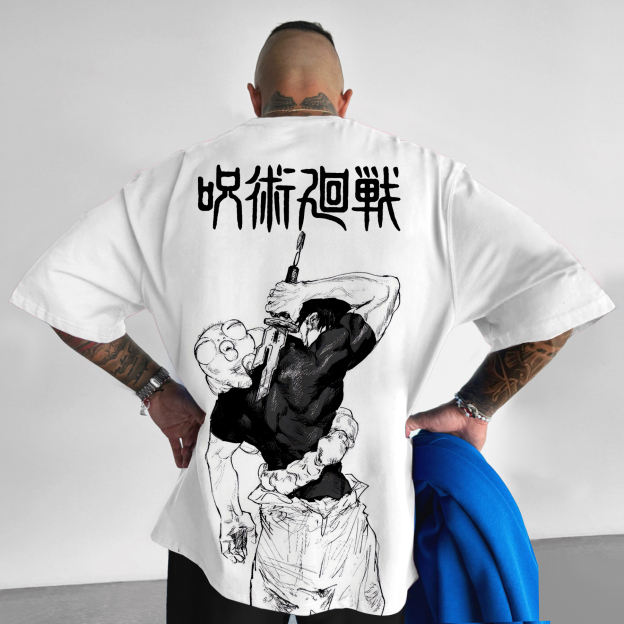 Oversized Casual Jujutsu Kaisen Print T-Shirt