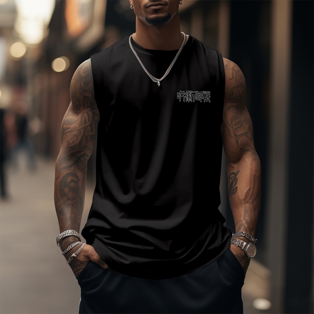 Oversized Anime Print Gym Tank Top-comicclothing