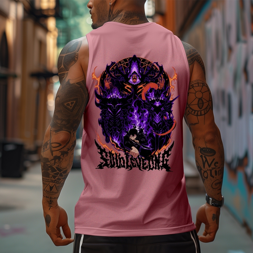 Oversized Anime Print Gym Tank Top