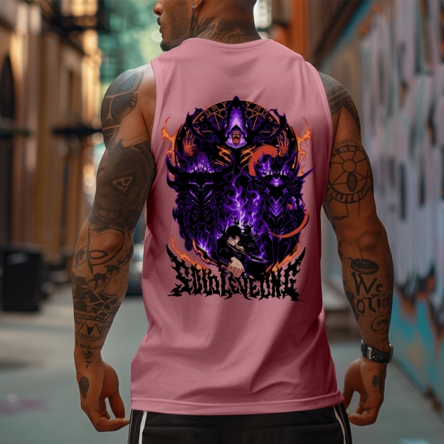 Oversized Anime Print Gym Tank Top