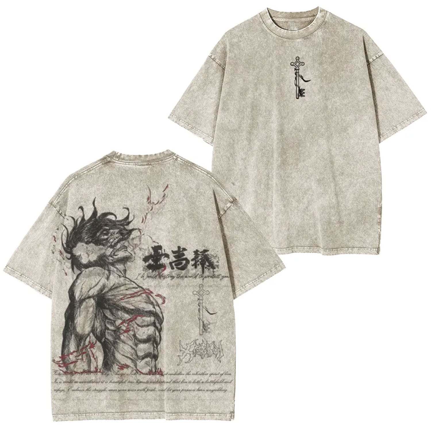 ATTACK ON TITAN UNISEX ANIME INSPIRED VINTAGE T-SHIRT-[DS]-comicclothing