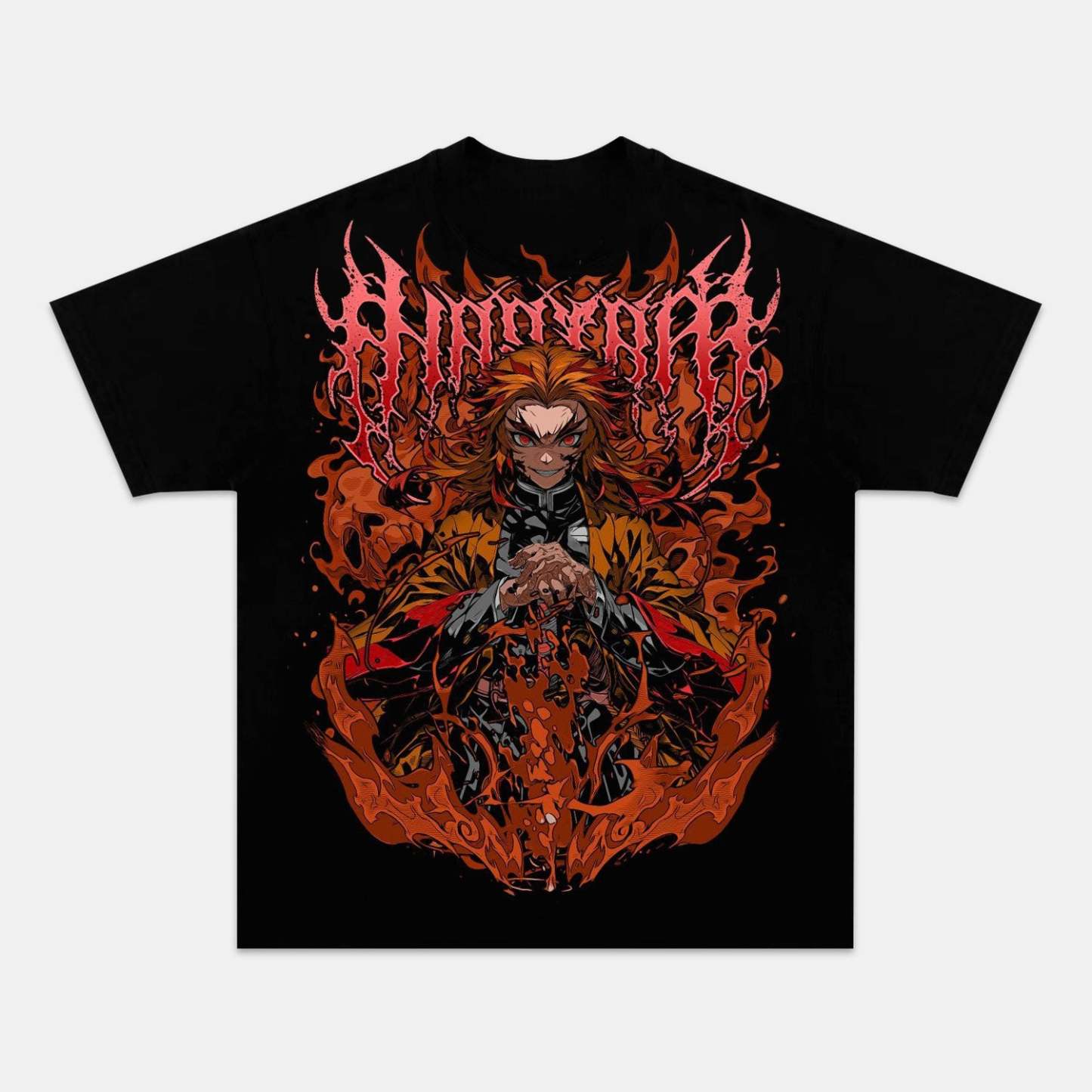 FLAME HASHIRA UNISEX ANIME INSPIRED VINTAGE OVERSIZED TEE丨DEMON SLAYER-comicclothing