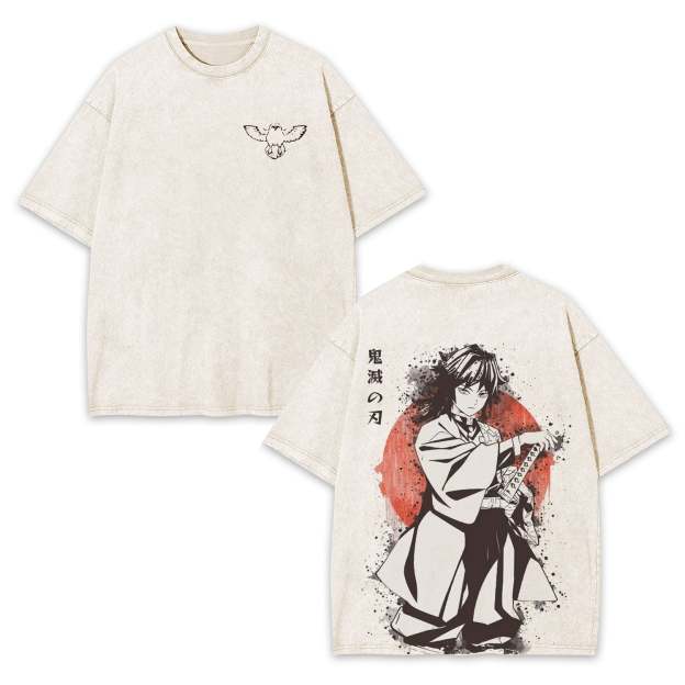 GIYUU TOMIOKA DEMON SLAYER ANIME UNISEX WASHED T-SHIRT -[DS]-comicclothing
