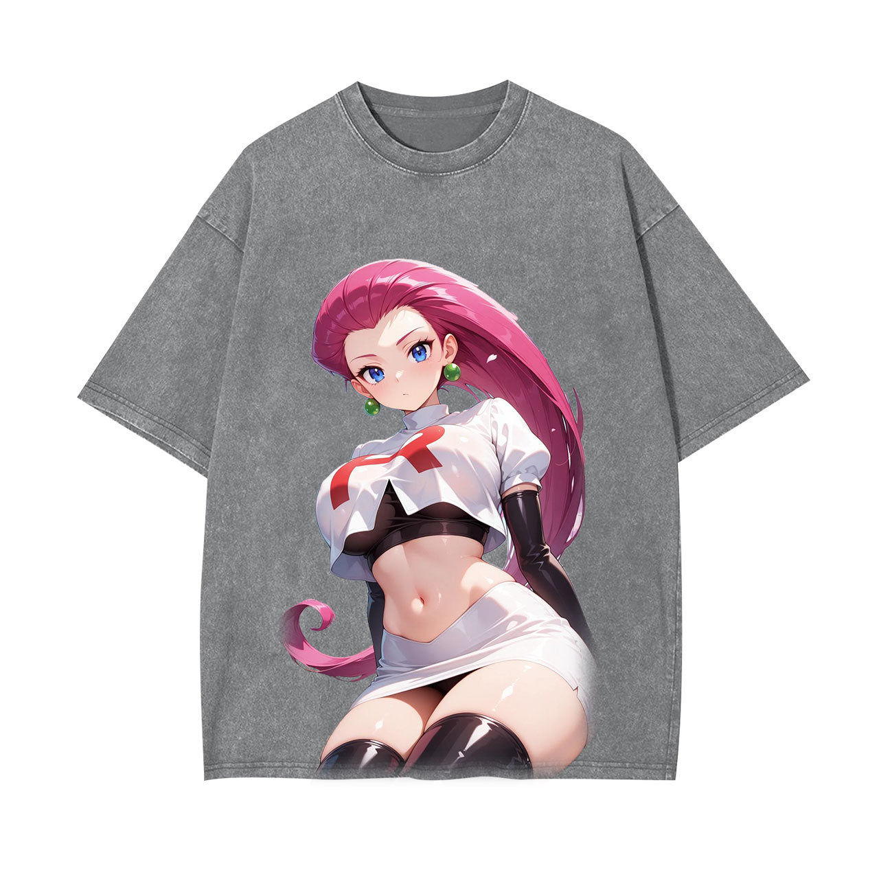 JESSIE UNISEX ANIME INSPIRED VINTAGE OVERSIZED TEE丨POKÉMON-[FRONT]-comicclothing