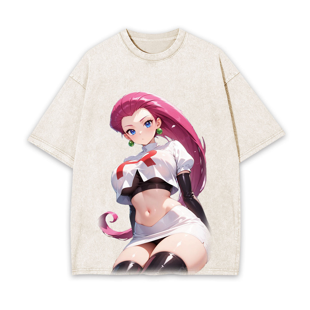 JESSIE UNISEX ANIME INSPIRED VINTAGE OVERSIZED TEE丨POKÉMON-[FRONT]-comicclothing